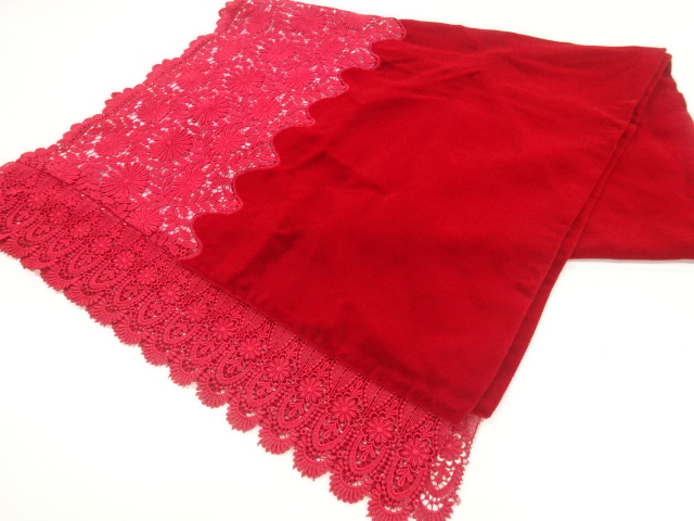 JAPANESE KIMONO / VELVET LACE FLORAL PATTERN SHAWL